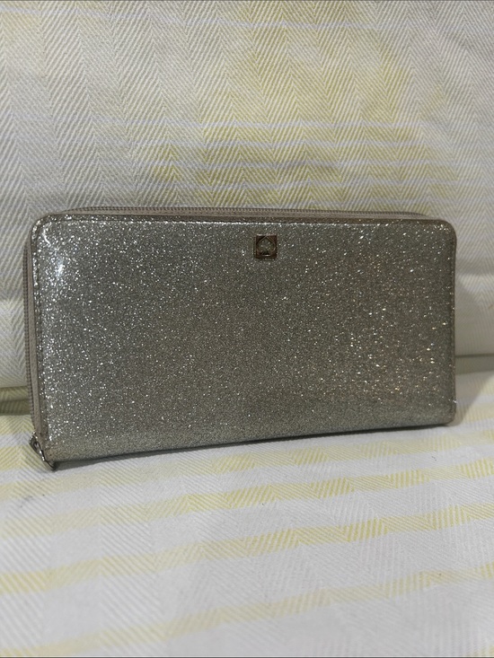 kate spade Handbags - Kate Spade Sparkle Zip-Around Wallet - Silver Glitter Used Condition